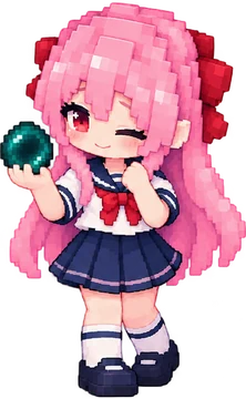 Nixi winking and holding up an ender pearl.