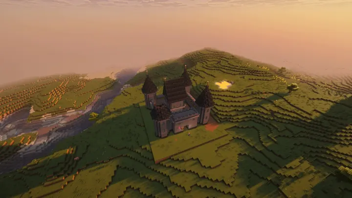 Nixi's stone castle in her Minecraft world, finished